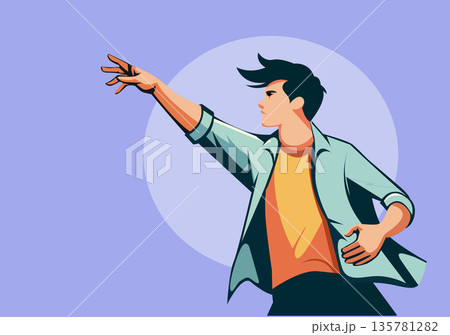 Determined Young Man in Dynamic Throwing Motion 135781282