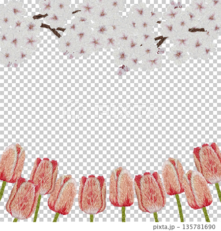 【櫻花鬱金香相框】手工刺繡插畫材料 【櫻花鬱金香相框】手工刺繡插畫材料 135781690