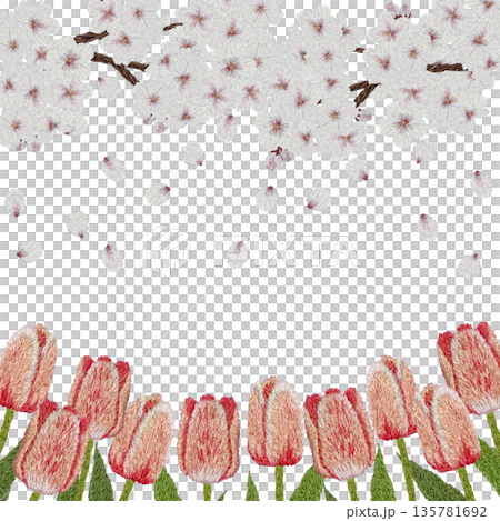 【櫻花鬱金香相框】手工刺繡插畫材料 【櫻花鬱金香相框】手工刺繡插畫材料 135781692