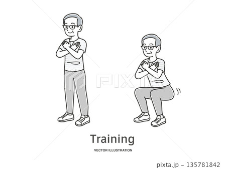 スクワットをする年配の男性 135781842