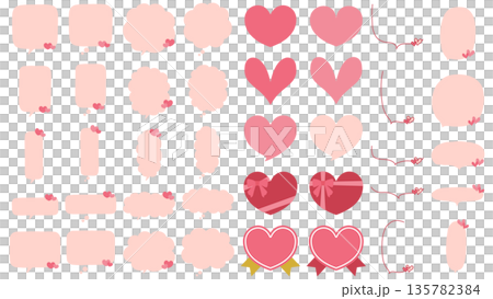 紅色和粉紅色愛心對話框素材組（推薦用於情人節、母親節等場合） 135782384