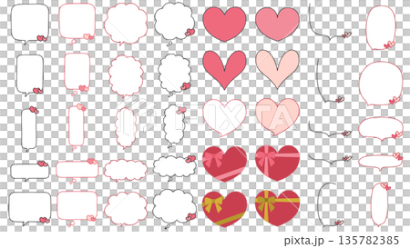 Red and pink heart speech bubble material set (recommended for events such as Valentine's Day and Mother's Day) Red and pink heart speech bubble material set (recommended for events such as Valentine's Day and Mother's Day) 135782385