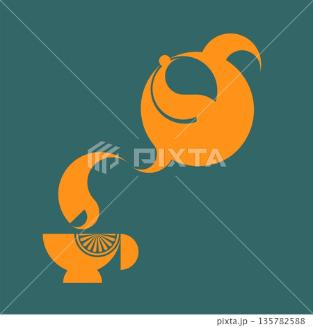 Emblem logo Tea is a hot drink. Art Deco. Emblem logo Tea is a hot drink. Art Deco. 135782588
