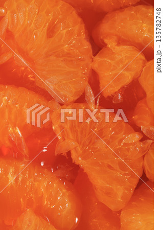 Macro Texture Jelly with Juicy Mandarins. 135782748