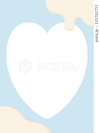 溶けたチョコレートとハートのフォトフレーム背景、水色A4縦 135782751