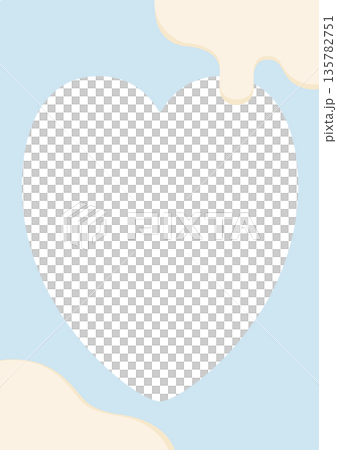 溶けたチョコレートとハートのフォトフレーム背景、水色A4縦 135782751