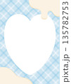 溶けたチョコレートとハートのフォトフレーム背景、水色の斜めチェック柄A4縦 135782753