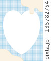 溶けたチョコレートとハートのフォトフレーム背景、水色のチェック柄A4縦 135782754
