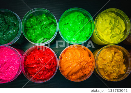 Rainbow Palette in transparent jars A Circle of Bright Colors Rainbow Palette in transparent jars A Circle of Bright Colors 135783041
