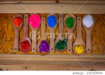 Various Ink on wood paddles 135783044