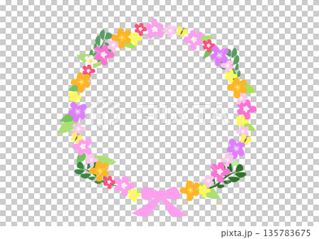 Colorful pastel wreath cute natural flower illustration Colorful pastel wreath cute natural flower illustration 135783675