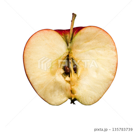 half a ripe apple, isolated on white background 135783739
