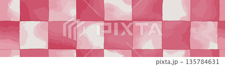 Pink watercolor gingham check seamless pattern background. Pink and white watercolor checkered pattern creating a rustic seamless background texture 135784631
