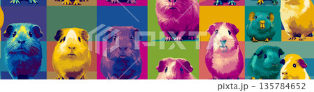 Pop art guinea pig distinct pet portraits grid. Nine cute guinea pigs in a colorful pop art distinct grid pattern Pop art guinea pig distinct pet portraits grid. Nine cute guinea pigs in a colorful pop art distinct grid pattern 135784652