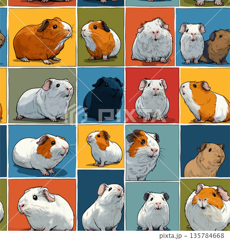 Pop art guinea pig distinct pet portraits grid. Nine cute guinea pigs in a colorful pop art distinct grid pattern Pop art guinea pig distinct pet portraits grid. Nine cute guinea pigs in a colorful pop art distinct grid pattern 135784668