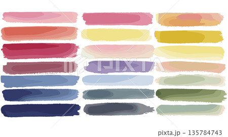 Hand-drawn watercolor brush strokes creating a colorful collection. Various watercolor paint swatches showing texture and artistic brush strokes on white Hand-drawn watercolor brush strokes creating a colorful collection. Various watercolor paint swatches showing texture and artistic brush strokes on white 135784743