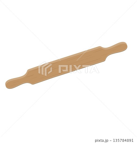 Wooden rolling pin, isolated vector illustration Wooden rolling pin, isolated vector illustration 135784891