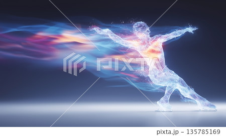 figure skating banner. figure skating dynamic wallpaper with colorful light trails on a dark background figure skating banner. figure skating dynamic wallpaper with colorful light trails on a dark background 135785169