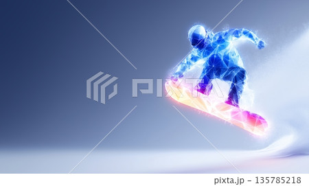 snowboarding banner. snowboarding dynamic wallpaper with colorful light trails on a dark background snowboarding banner. snowboarding dynamic wallpaper with colorful light trails on a dark background 135785218