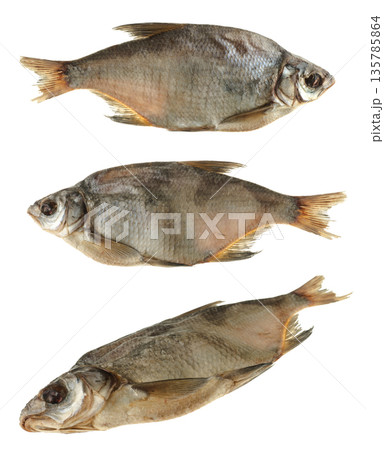 Fish, dried bream, collage on a white background in isolation Fish, dried bream, collage on a white background in isolation 135785864