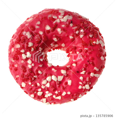 lush donut covered with cream, on a white background in isolation lush donut covered with cream, on a white background in isolation 135785906