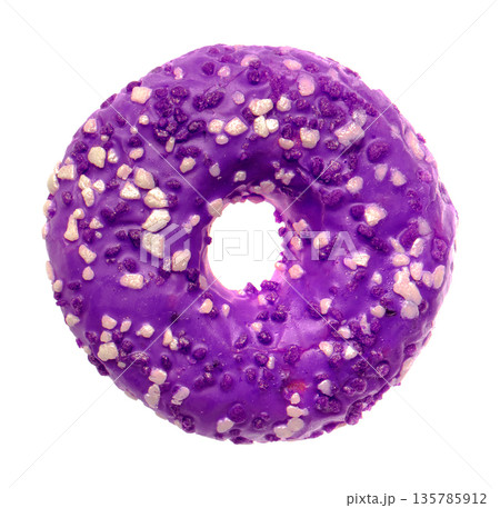 lush donut covered with cream, on a white background in isolation lush donut covered with cream, on a white background in isolation 135785912