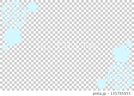 淺藍色花卉蕾絲邊框 135785955