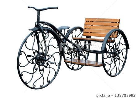 Three wheeled bicycle on a white background in isolation 135785992