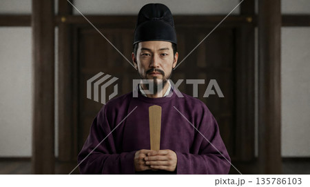 飛鳥時代の摂政として仏教を保護し十七条憲法を制定した聖徳太子（厩戸皇子）の肖像イメージ 135786103