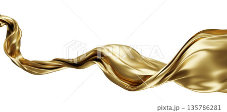 Luxury gold fabric on white background with copy space 3D render Luxury gold fabric on white background with copy space 3D render 135786281