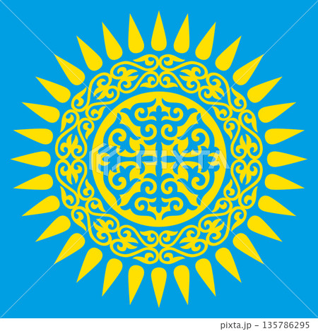 Kazakh nomadic tribes on background Kazakh nomadic tribes on background 135786295