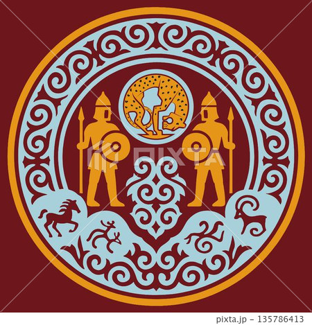 Kazakh nomadic tribes on background 135786413