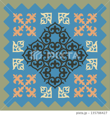 Kazakh nomadic tribes on background Kazakh nomadic tribes on background 135786427