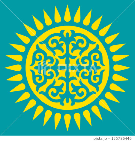Kazakh nomadic tribes on background 135786446