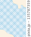 溶けたチョコレートと水色斜めチェック柄の背景フレーム（バレンタイン・ホワイトデー） 135787359