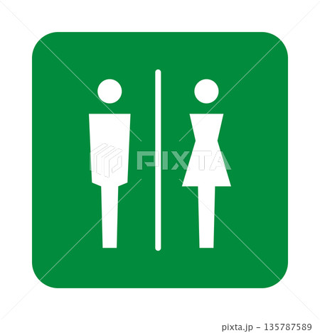 緑色のトイレ案内表示アイコン 135787589