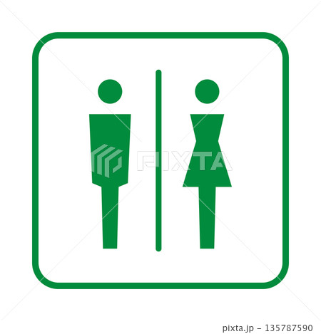 緑色のトイレ案内表示アイコン 135787590
