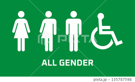 緑色のトイレ案内表示アイコン 緑色のトイレ案内表示アイコン 135787598