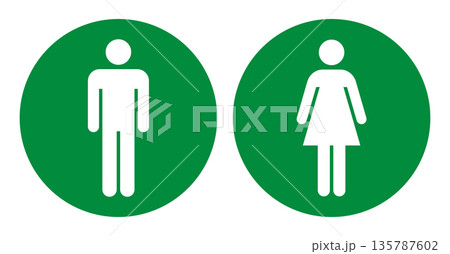 緑色のトイレ案内表示アイコン 緑色のトイレ案内表示アイコン 135787602