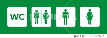 緑色のトイレ案内表示アイコン 135787604