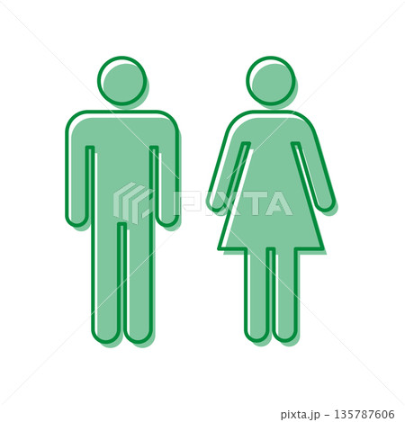 緑色のトイレ案内表示アイコン 緑色のトイレ案内表示アイコン 135787606