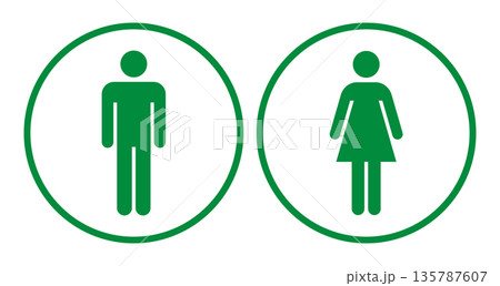 緑色のトイレ案内表示アイコン 135787607