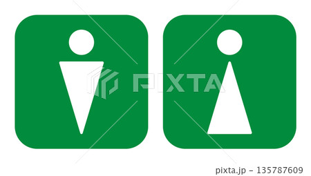 緑色のトイレ案内表示アイコン 緑色のトイレ案内表示アイコン 135787609