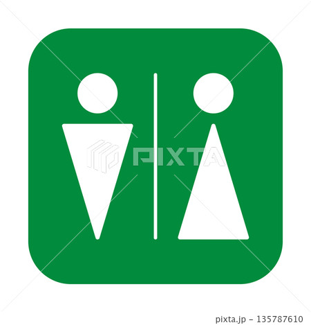 緑色のトイレ案内表示アイコン 135787610