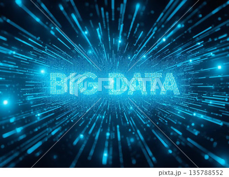 大量データの集積とスケール感を描いた抽象デザイン背景 135788552