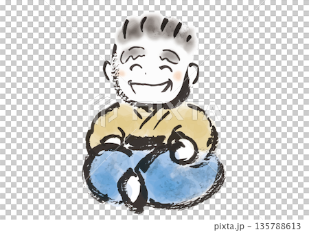 筆書きの日本の昔話風のお爺さんの和風イラスト素材 筆書きの日本の昔話風のお爺さんの和風イラスト素材 135788613