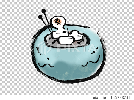 手繪日式民間傳說風格的火盆插圖 手繪日式民間傳說風格的火盆插圖 135788731