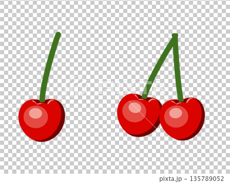 葉なしの新鮮な赤いさくらんぼのベクターイラストのセット 135789052