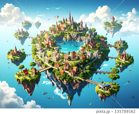 浮遊都市のイラスト素材 [135789162] - PIXTA