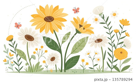 Yellow Spring blooming flower 135789294